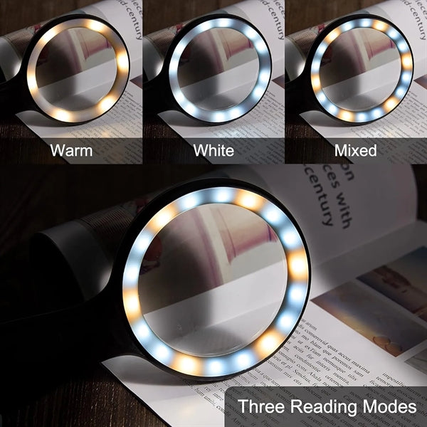 10X Lighted Handheld Reading Magnifier with 30 LED Lights