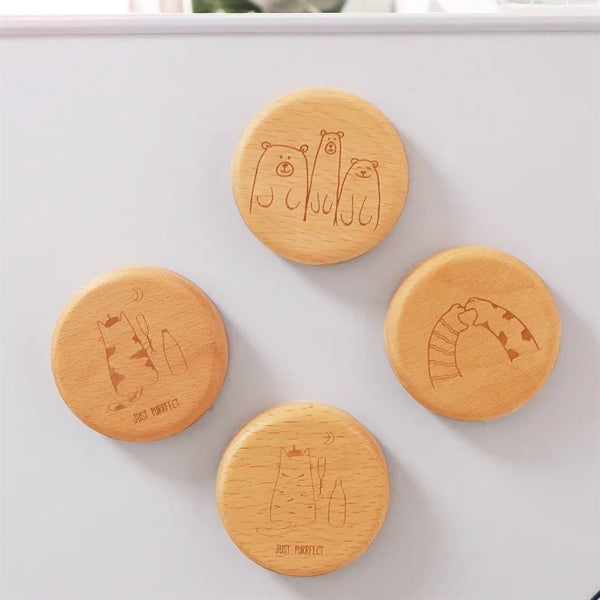 Beer Bottle Opener Wooden Magnetic Fridge Beech