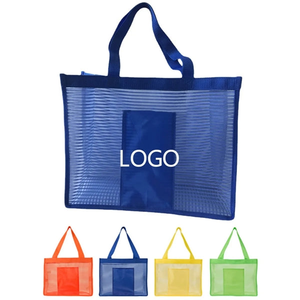 Mesh Grid Beach Shopping Tote Bag