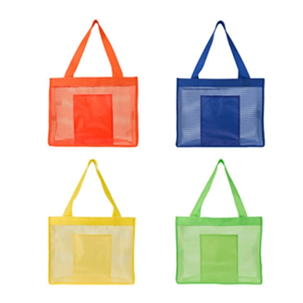 Mesh Grid Beach Shopping Tote Bag