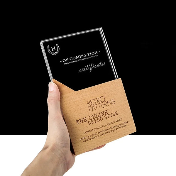 Crystal Award With Wooden Base