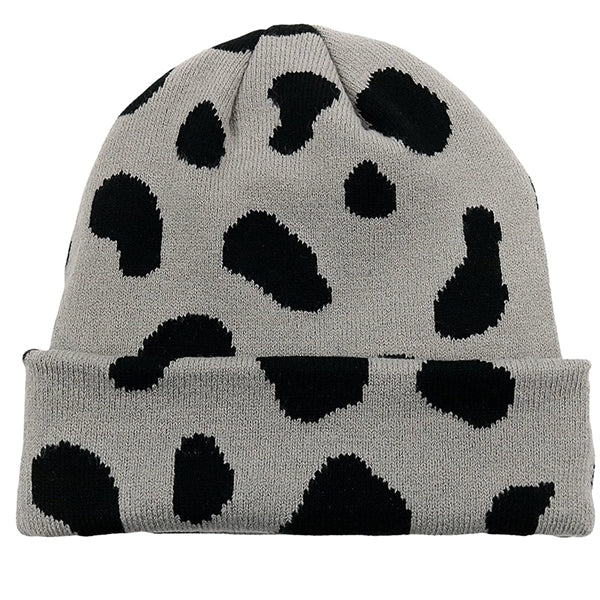 Spotted Knit Cap Cow Stripes Beanie