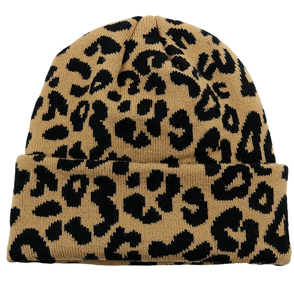 Spotted Knit Cap Cow Stripes Beanie