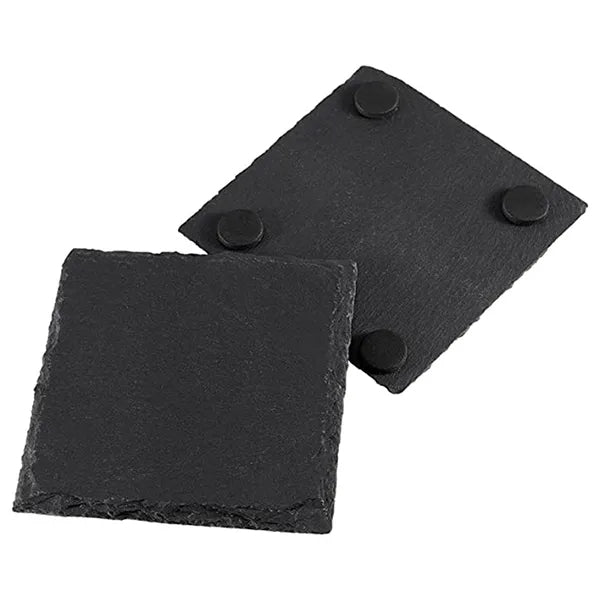 Slate Coaster Set with Wood Stand (6 pces pack)