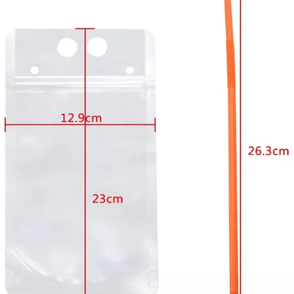 Hand-held closable Zipper Drinking Pouches With Straw