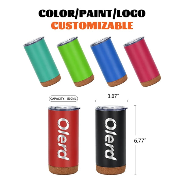16 OZ. Travel Insulated Coffee Tumblers with Cork Bottom