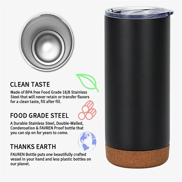 16 OZ. Travel Insulated Coffee Tumblers with Cork Bottom