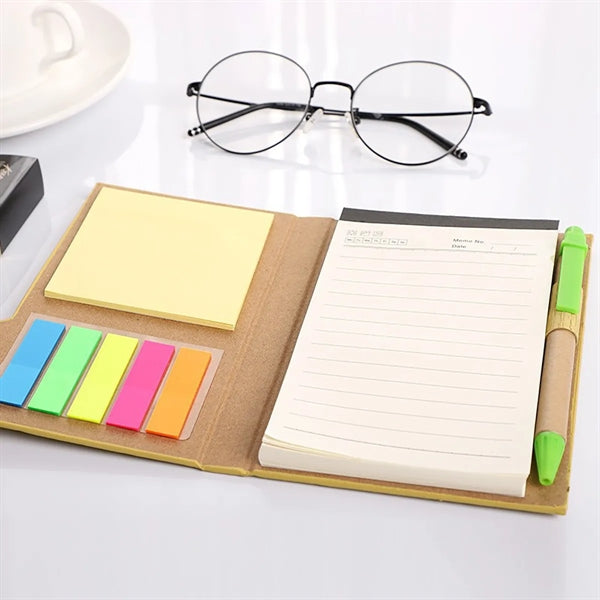Woodgrain Notebook with Sticky Notes And Flags