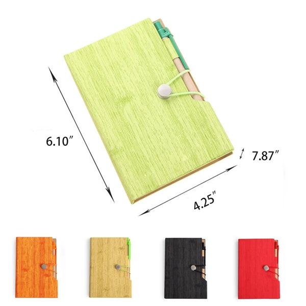 Woodgrain Notebook with Sticky Notes And Flags