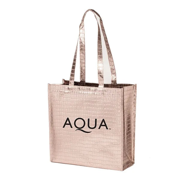 Glam Metallic Croc Shopper Bag ( 14" W X 14" H X 5.5" D )