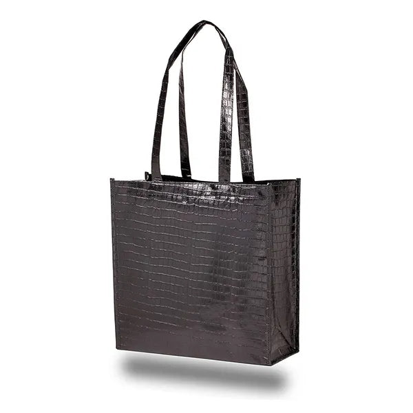Glam Metallic Croc Shopper Bag ( 14" W X 14" H X 5.5" D )