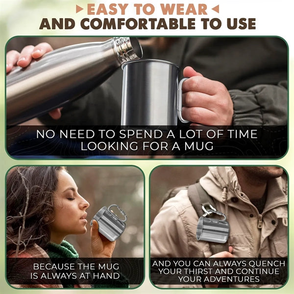 Stainless Steel Mug With Carabiner Hook