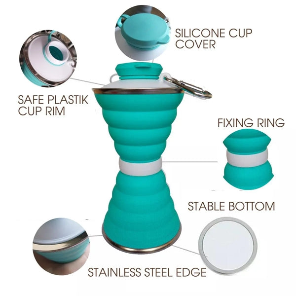 17 Oz Collapsible Water Bottles with Carabiner