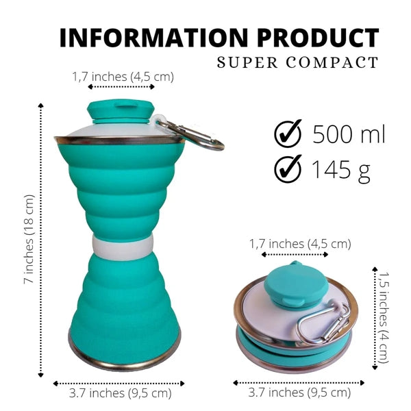 17 Oz Collapsible Water Bottles with Carabiner