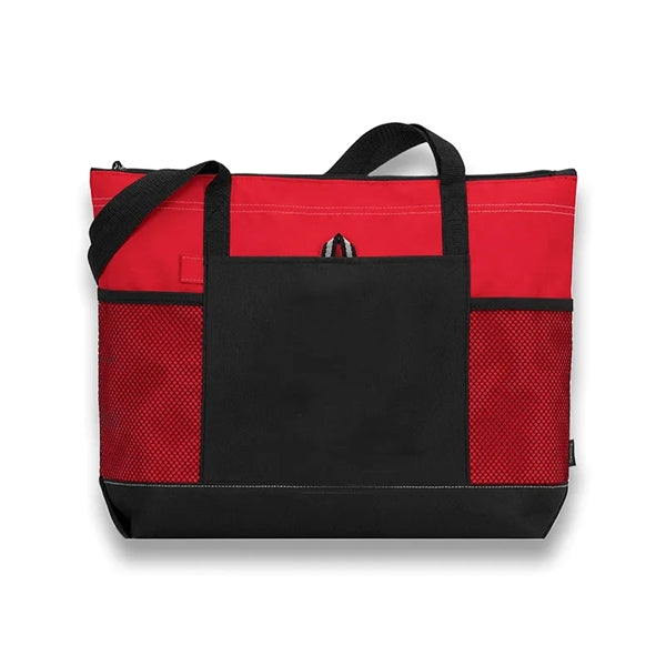 Large Capacity Multicolor Shopping Tote Bag With Mesh Pocket