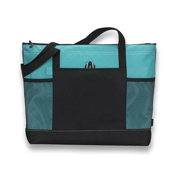 Large Capacity Multicolor Shopping Tote Bag With Mesh Pocket