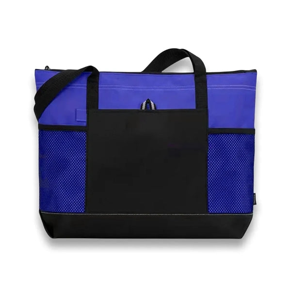 Large Capacity Multicolor Shopping Tote Bag With Mesh Pocket