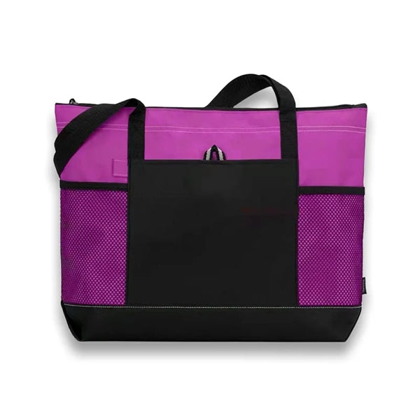 Large Capacity Multicolor Shopping Tote Bag With Mesh Pocket