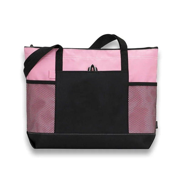 Large Capacity Multicolor Shopping Tote Bag With Mesh Pocket