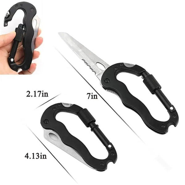 5 in 1 Keychain Multitool/Carabiner Folding Knife
