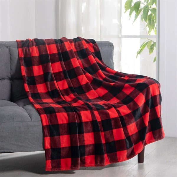 Polyester double-sided fleece plaid blanket