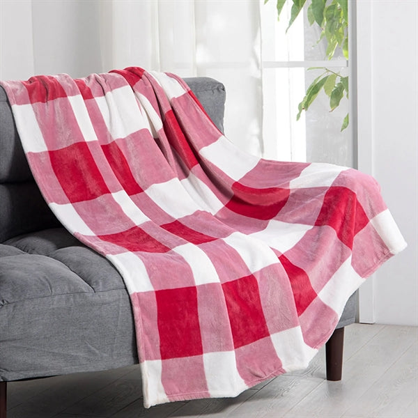 Polyester double-sided fleece plaid blanket