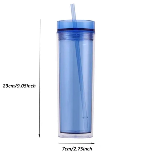 16oz Plastic Double Wall Tumblers with Straw