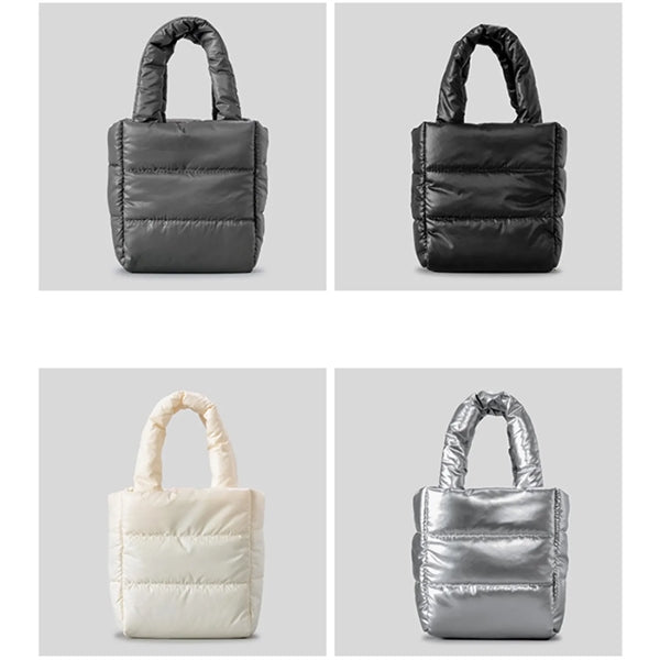 Mini Puffer Tote Bag Quilted Soft Lightweight Womens Handbag