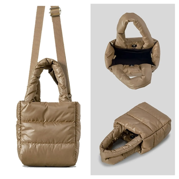 Mini Puffer Tote Bag Quilted Soft Lightweight Womens Handbag