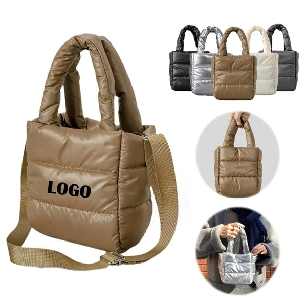 Mini Puffer Tote Bag Quilted Soft Lightweight Womens Handbag