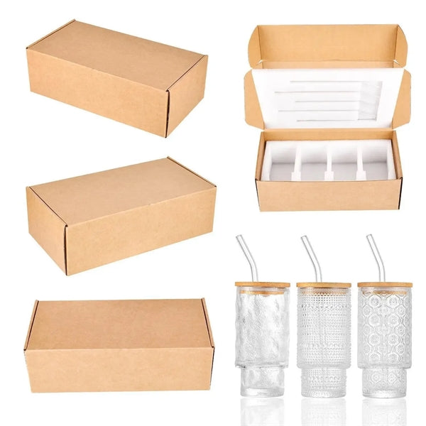 11OZ Embossed Drinking Glasses with Lids Straw Brush