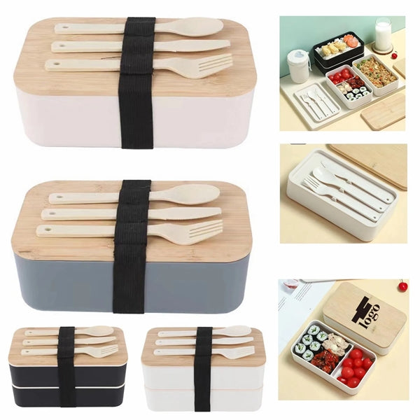 Bamboo Bento Lunch Box Food Container with Compartments