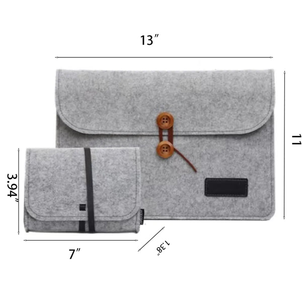 Felt laptop liner bag and accessory power pockets