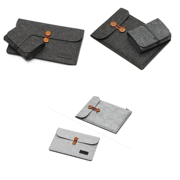 Felt laptop liner bag and accessory power pockets