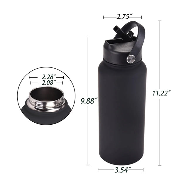 32 Oz Insulated Stainless Steel Water Bottle with Straw
