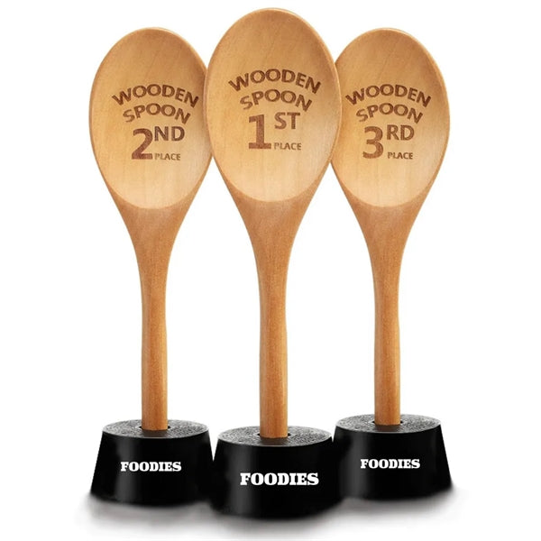 Laser Engraved Wooden Spoon with silicone Trophy Base