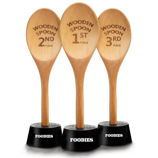 Laser Engraved Wooden Spoon with silicone Trophy Base