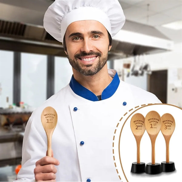 Laser Engraved Wooden Spoon with silicone Trophy Base