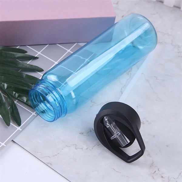 24oz Water Bottles Sports Plastic Straw Flip Lid Clear Cup