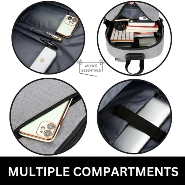 Travel Laptop Anti Theft Backpack USB Charging Port Lock Bag