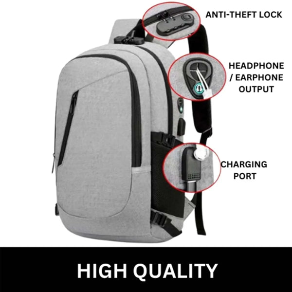 Travel Laptop Anti Theft Backpack USB Charging Port Lock Bag