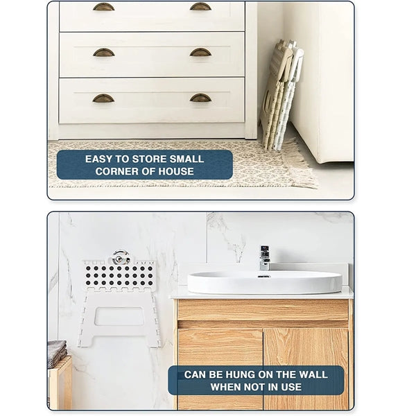 Durable Step Stool, Foldable, Space-Saving Design