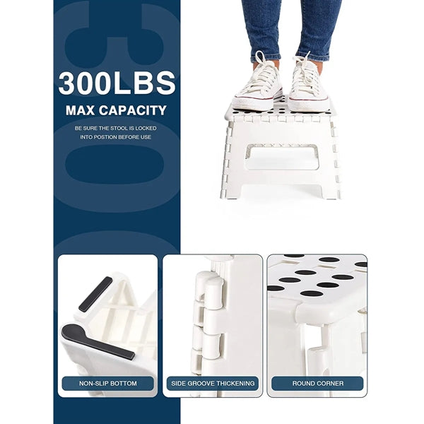 Durable Step Stool, Foldable, Space-Saving Design