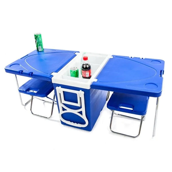 Portable Car Camping Ice Box Cooler Picnic Table 27L Storage
