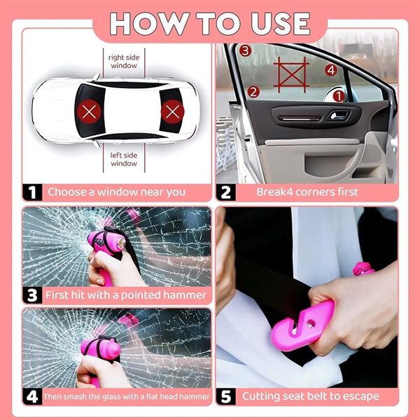 Car Safe Hammer Window Breaker,3 in 1 Emergency Escape Tool