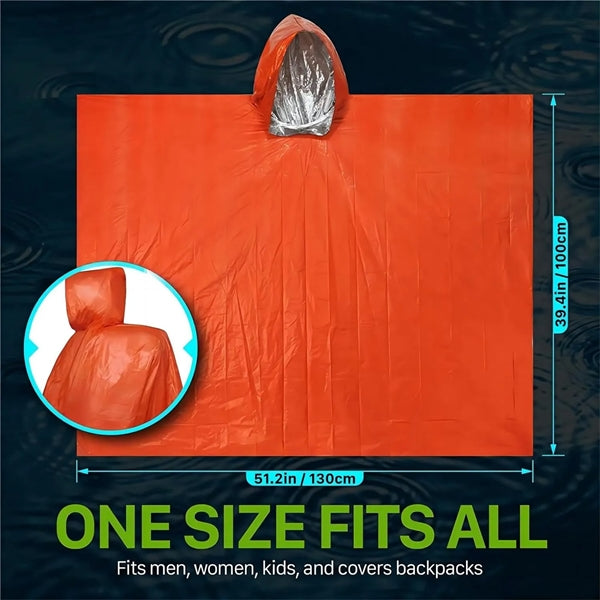 Waterproof Emergency Thermal Blanket Poncho with Hood
