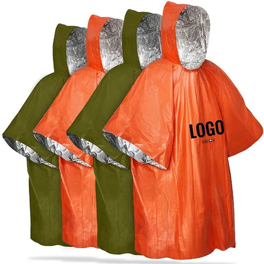 Waterproof Emergency Thermal Blanket Poncho with Hood