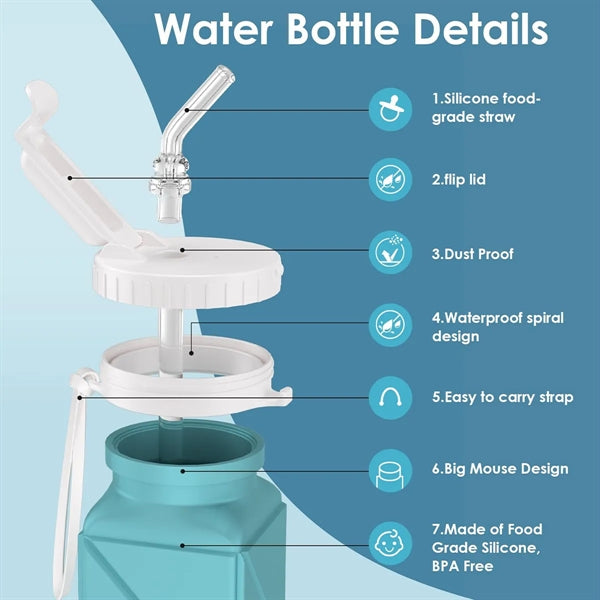 20.7oz Collapsible Water Bottles Leakproof With Straw Lid