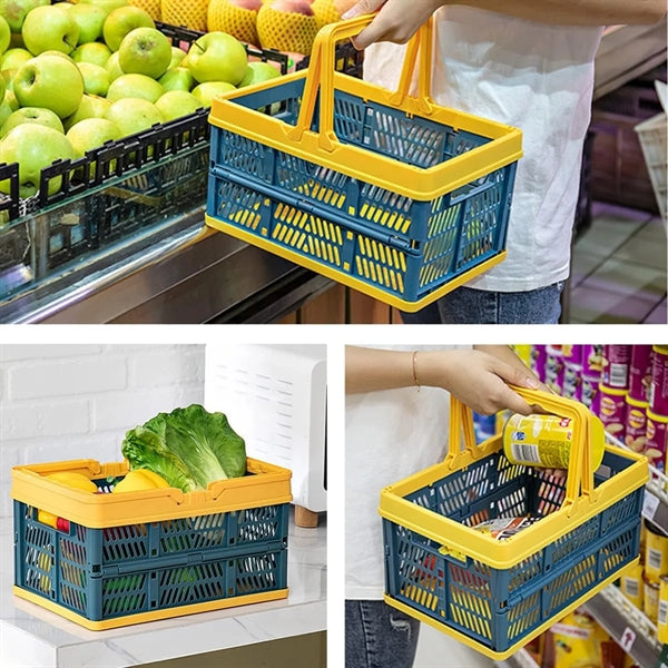Foldable Plastic Grocery Shopping Basket Vegetable Crates