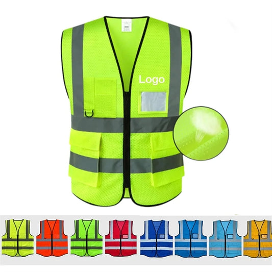 Multi Pockets Security Strips Reflective Safety Vest